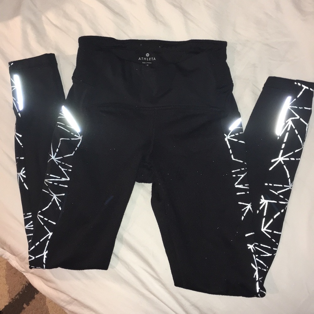 Athleta XS fleece lined reflective running tights